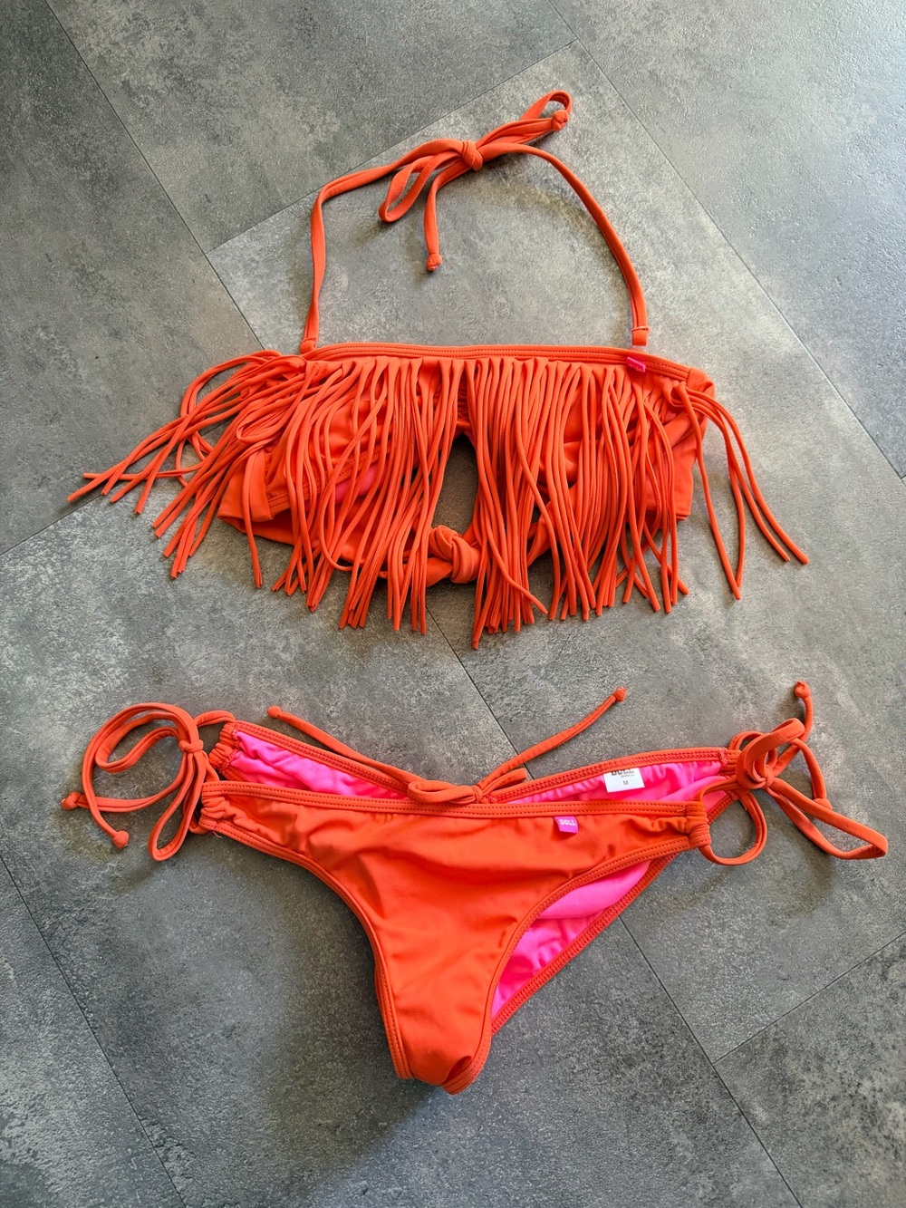 DOLL Swimwear Orange Fringed Bikini Set S/M